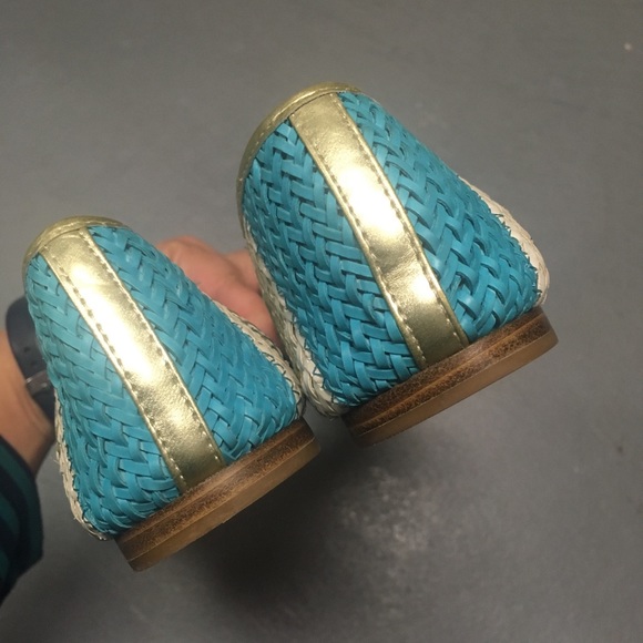 NWT Vince Camuto Lyon Blue & Gold Ballerina Flats - Picture 12 of 16